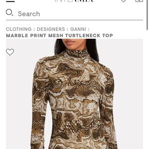 Ganni Marble Snake Print Mesh Turtleneck Size 36